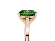 Fancy Green Radiant Cut Diamond Solitaire Ring Set in Rose gold with Prong Setting and Classic Band