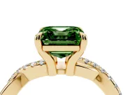 Asscher Cut Twist Engagement Ring Setting for a Fancy Green Lab-Grown Diamond | Yellow Gold