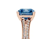 Asscher Cut Pave Split Shank Engagement Ring Setting for a Fancy Blue Lab-Grown Diamond | Double Claw Prongs | Rose Gold