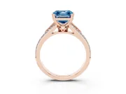 Asscher Cut Pave Split Shank Engagement Ring Setting for a Fancy Blue Lab-Grown Diamond | Double Claw Prongs | Rose Gold