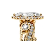 Marquise Vintage Milgrain Halo Engagement Ring Setting | Bezel Shoulder Accents | Yellow Gold
