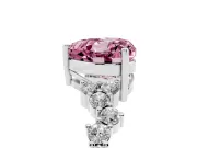 Heart-Shaped Accented Engagement Ring Setting for a Fancy Pink Lab-Grown Diamond | Sterling Silver