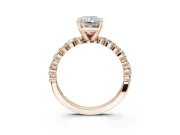 Radiant Cut Pavé Solitaire Engagement Ring Setting | Alternating Accents | Rose Gold