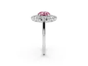 Round Floral Halo Engagement Ring Setting for a Fancy Pink Lab-Grown Diamond | Plain Band | Platinum