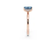 Emerald Cut Micro-Prong Hidden Halo Engagement Ring Setting for a Fancy Blue Lab-Grown Diamond | Plain Band | Rose Gold
