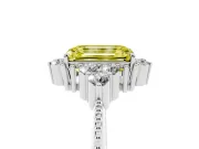Emerald Cut Cluster Engagement Ring Setting for a Fancy Yellow Lab-Grown Diamond | White Gold