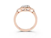 Heart Cut Diamond Milgrain Solitaire Ring Set in Rose gold with Tapered Pavé Band and Prong Setting