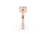 Princess Cut Diamond Halo Engagement Ring Set in Rose gold with Plain Split Shank and Prong Setting