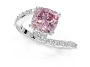 Cushion Cut Bypass Pavé Engagement Ring Setting for a Fancy Pink Lab-Grown Diamond | Platinum