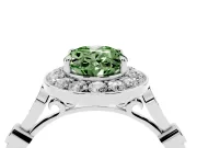 Oval Halo Engagement Ring Setting for a Fancy Green Lab-Grown Diamond | Bezel Stations | Platinum