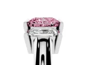 Radiant Cut Channel-Set Three Stone Engagement Ring Setting for a Fancy Pink Lab-Grown Diamond | Sterling Silver