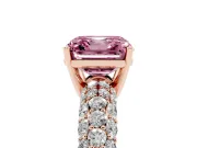 Asscher Cut Multi Row Pave Engagement Ring Setting for a Fancy Pink Lab-Grown Diamond | Rose Gold