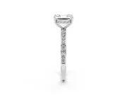 Asscher Cut Diamond Pavé Band Ring Set in White gold with Prong-Set Center Stone