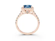 Asscher Cut Accented Halo Engagement Ring Setting for a Fancy Blue Lab-Grown Diamond | Rose Gold