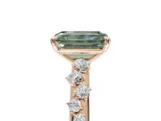 Emerald Cut Graduated Solitaire Engagement Ring Setting for a Fancy Green Lab-Grown Diamond | Rose Gold