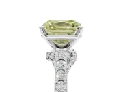 Asscher Cut Pavé Solitaire Engagement Ring Setting for a Fancy Yellow Lab-Grown Diamond | Crossover Gallery | White Gold
