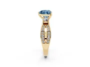 Heart-Shaped Three-Stone Twist Engagement Ring Setting for a Fancy Blue Lab-Grown Diamond | Yellow Gold