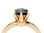 Radiant Cut Tapered Solitaire Engagement Ring Setting for a Black Center | Yellow Gold