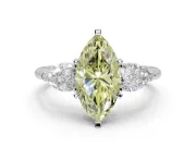 Marquise Three-Stone Ring Setting for a Fancy Yellow Lab-Grown Diamond | Pear Side Stones | Platinum
