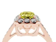 Emerald Cut Floral Halo Engagement Ring Setting for a Fancy Yellow Lab-Grown Diamond | Large Round Accents | Rose Gold