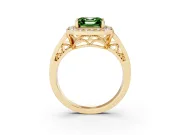 Asscher Cut Halo Engagement Ring Setting for a Fancy Green Lab-Grown Diamond | Channel-Set Split Shank | Yellow Gold