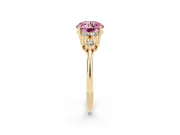 Round Cluster Accent Engagement Ring Setting for a Fancy Pink Lab-Grown Diamond | Yellow Gold