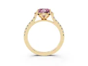 Princess Cut Floral Petal Engagement Ring Setting for a Fancy Pink Lab-Grown Diamond | Petal Accents | Yellow Gold