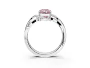 Radiant Cut Bypass Solitaire Engagement Ring Setting for a Fancy Pink Lab-Grown Diamond | Pavé Strands | White Gold
