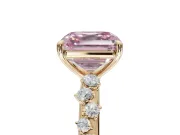 Asscher Cut Graduated Solitaire Engagement Ring Setting for a Fancy Pink Lab-Grown Diamond | Yellow Gold