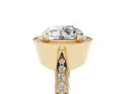 Round Vintage Milgrain Halo Engagement Ring Setting | Side Stones and Pave | Yellow Gold