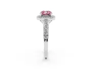 Cushion Cut Graduated Milgrain Halo Engagement Ring Setting for a Fancy Pink Lab-Grown Diamond | Platinum