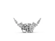 Oval Lab-Grown Diamond East-West Pendant Necklace | Round Accent Arcs | White Gold