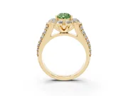 Pear-Shaped Large Accent Halo Engagement Ring Setting for a Fancy Green Lab-Grown Diamond | Graduated Pavé | Yellow Gold