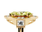 Fancy Yellow Marquise Cut Diamond Milgrain Halo Ring Set in Yellow gold with Split Shank