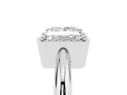Princess Cut Diamond Halo Engagement Ring Set in White gold with Plain Split Shank and Prong Setting