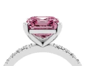 Asscher Cut Pavé Engagement Ring Setting for a Fancy Pink Lab-Grown Diamond | White Gold