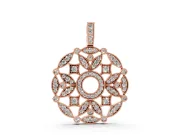 Round Lab-Grown Diamond Graduated Filigree Disc Pendant Necklace | Milgrain Edges | Rose Gold