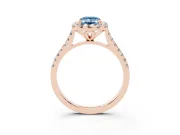 Emerald Cut Halo Engagement Ring Setting for a Fancy Blue Lab-Grown Diamond | Tapered Band | Rose Gold