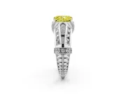 Fancy Yellow Radiant Cut Diamond Vintage-Inspired Milgrain Ring Set in Platinum with Accent Split Shank