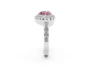 Heart-Shaped Milgrain Halo Engagement Ring Setting for a Fancy Pink Lab-Grown Diamond | Pavé Shoulders | Platinum