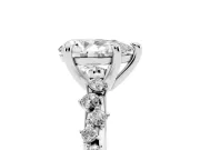 Pear Cut Diamond Solitaire Vine Band Ring Set in White gold with Round Accents and Prong Setting