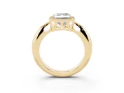 Asscher Cut Halo Engagement Ring Setting | Plain Tapered Band | Yellow Gold