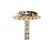 Pear-Shaped Halo Engagement Ring Setting for a Black Center | Pavé Shoulders | Yellow Gold
