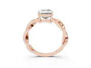 Asscher Cut Diamond Solitaire Twisted Pavé Ring Set in Rose gold with Prong Setting