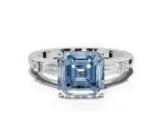 Asscher Cut Tapered Baguette Engagement Ring Setting for a Fancy Blue Lab-Grown Diamond | Platinum