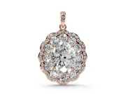 Oval Lab-Grown Diamond Floral Double Halo Pendant Necklace | Pavé Bail | Rose Gold