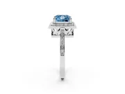 Princess Cut Halo Engagement Ring Setting for a Fancy Blue Lab-Grown Diamond | Polished Halo Rim | Sterling Silver