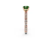 Fancy Green Cushion Cut Diamond Solitaire Ring Set in Rose gold with Slim Pavé Band and Prong Setting