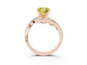 Fancy Yellow Princess Cut Diamond Solitaire Ring Set in Rose gold with Pavé Twist Band and Secure Prong Setting