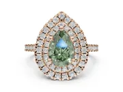 Pear-Shaped Double Halo Engagement Ring Setting for a Fancy Green Lab-Grown Diamond | Rose Gold